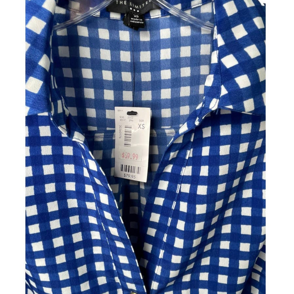 The Limited Women's Blue Gingham Sleeveless Shirt Dress Sz XS - Picture 4 of 10
